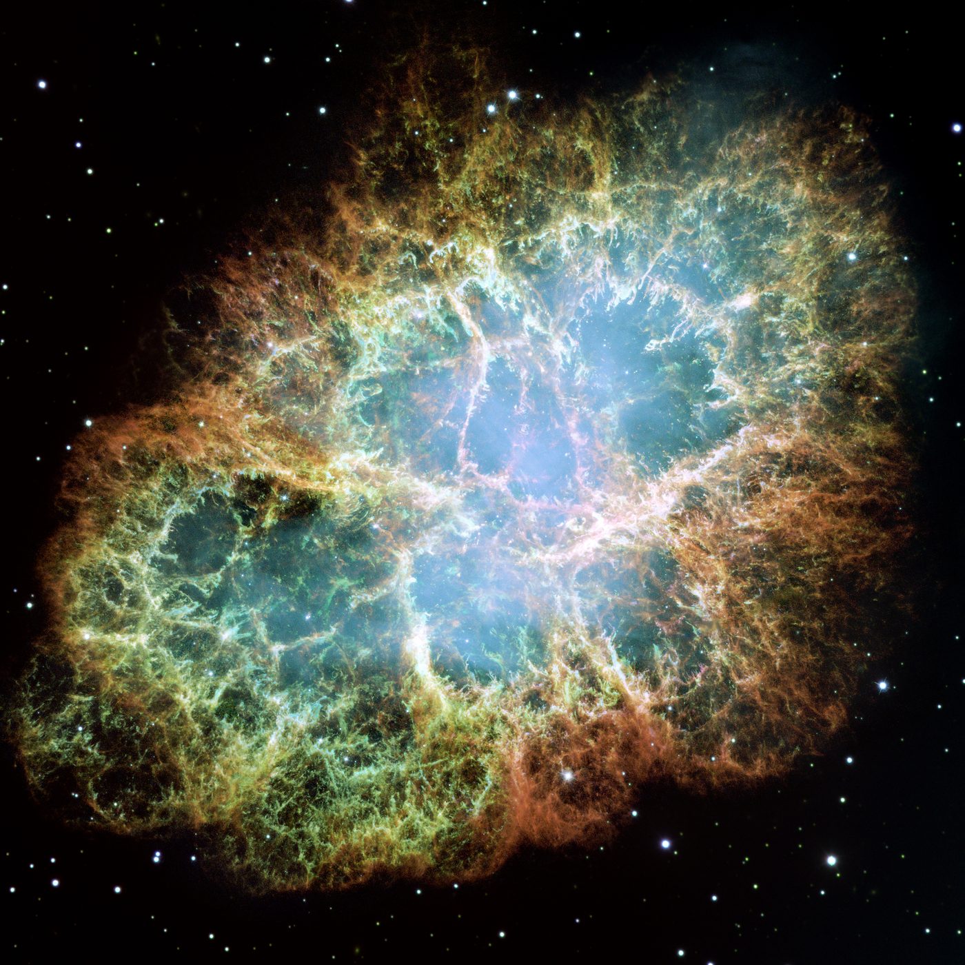 The Crab Nebula, the remnant of a star seen exploding in 1054