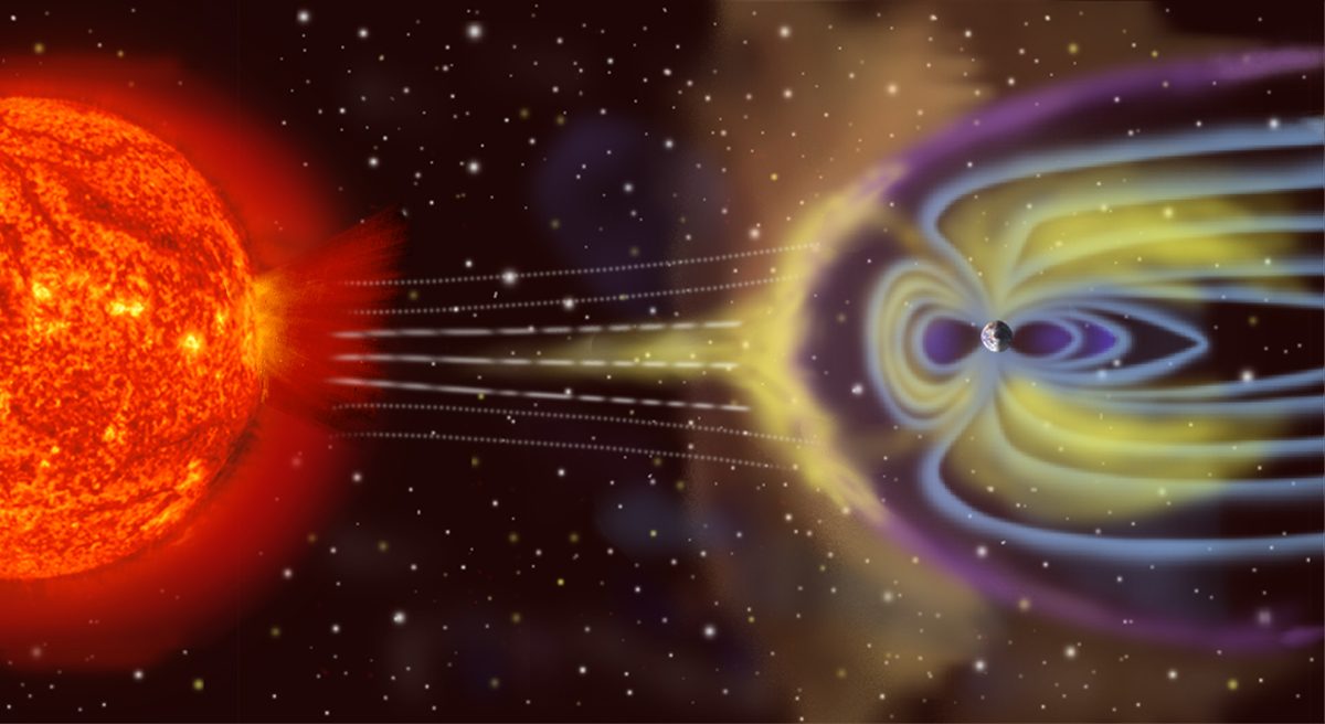 A rendering of the Earth's magnetosphere